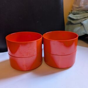 Heller Lella and Massimo Vignelli orange vintage stacking melamine bowls x 4